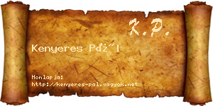 Kenyeres Pál névjegykártya